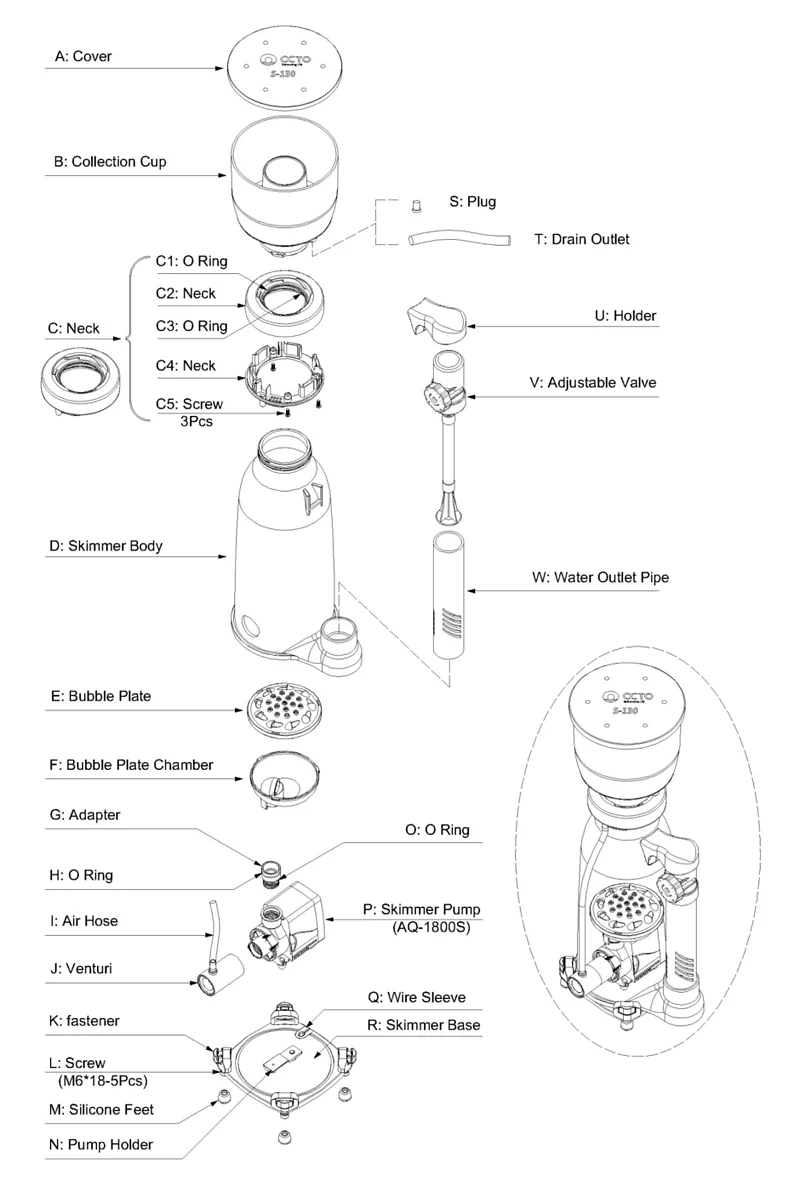 Reef Octopus eSsence S-130 Protein Skimmer - for aquarium up to 600 liter - Image 8